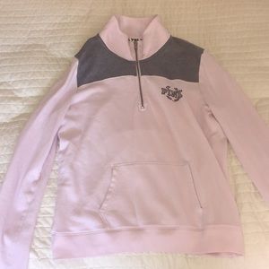 PINK light pink and grey quarter zip